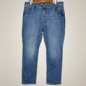 Old Navy Curvy Straight Jeans Womens 12 Short Mid Rise Blue Stretch Denim NWT